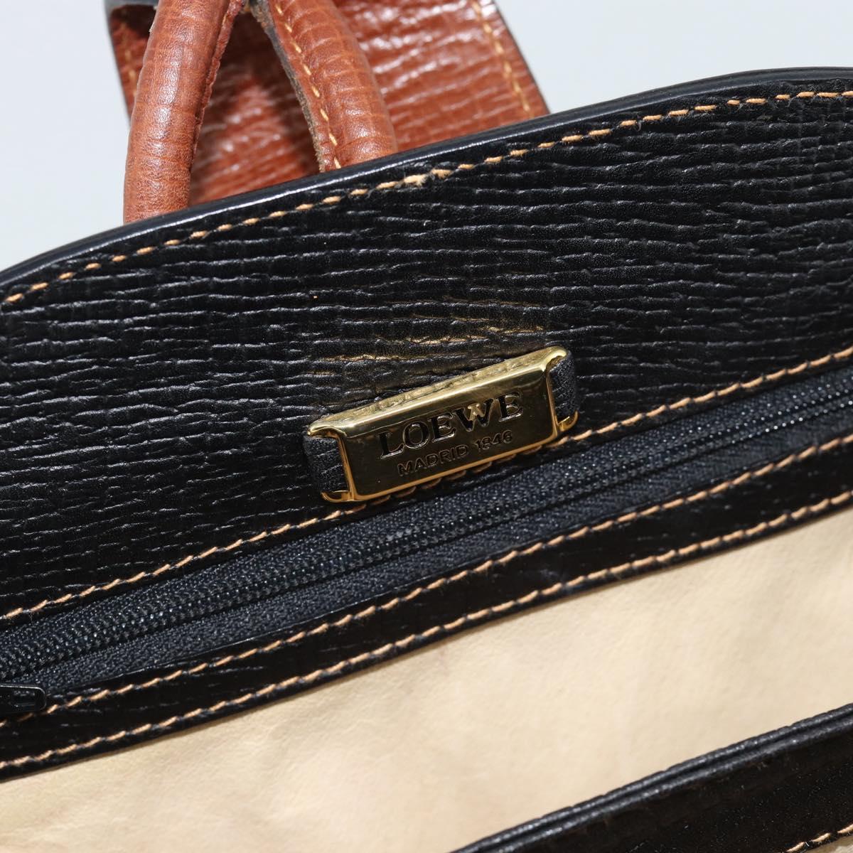LOEWE Shoulder Bag Leather Black Brown Gold Auth ka4636A