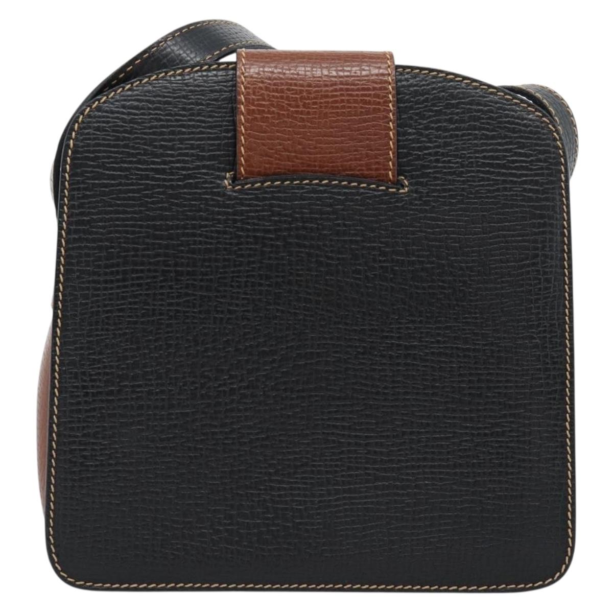 LOEWE Shoulder Bag Leather Black Brown Gold Auth ka4636A