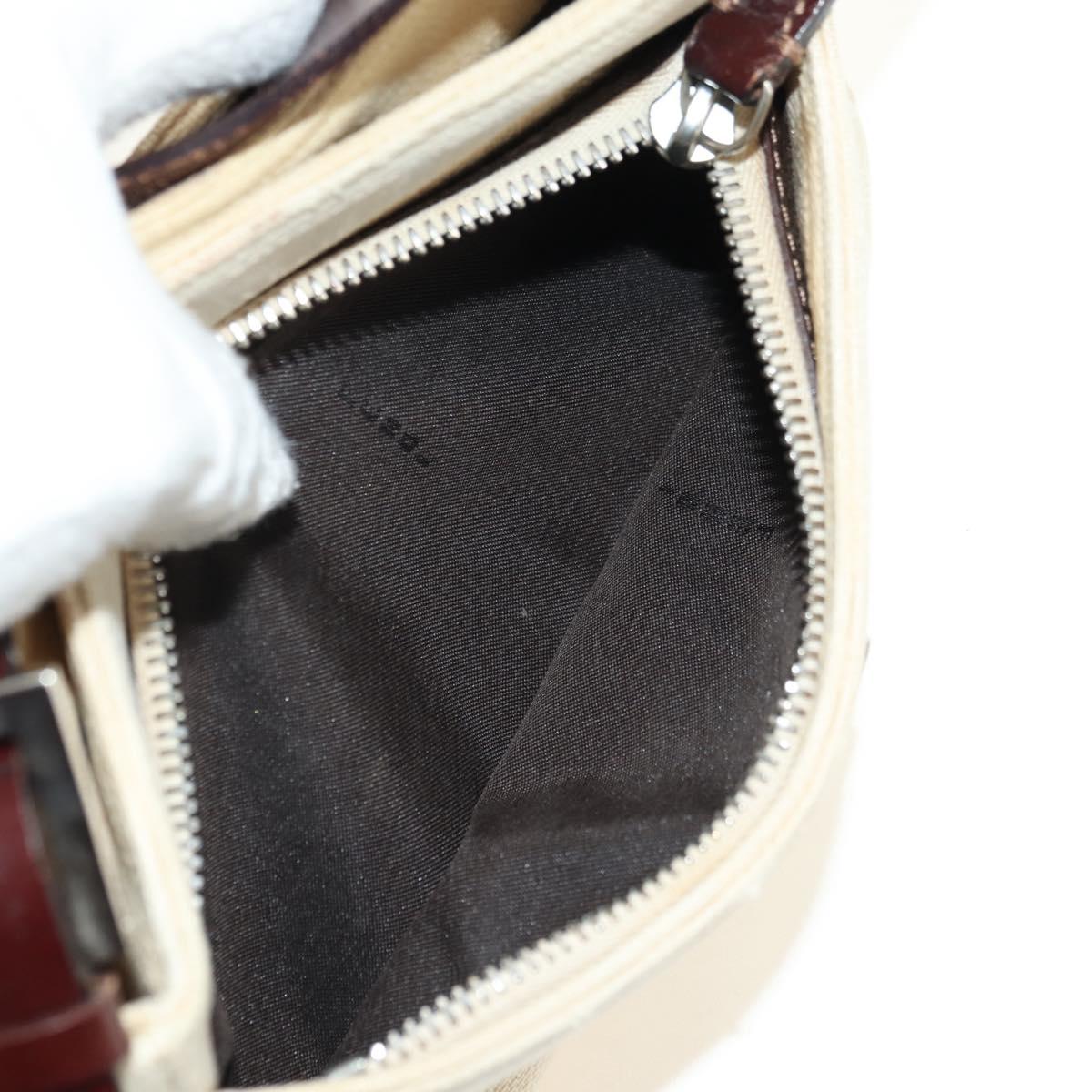 FENDI Zucca Canvas Mamma Baguette Shoulder Bag White Silver Auth ka4640M