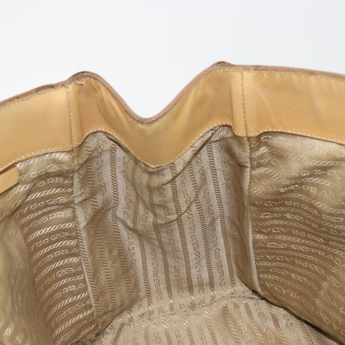 PRADA Hand Bag Leather Beige Gold Auth ka4641
