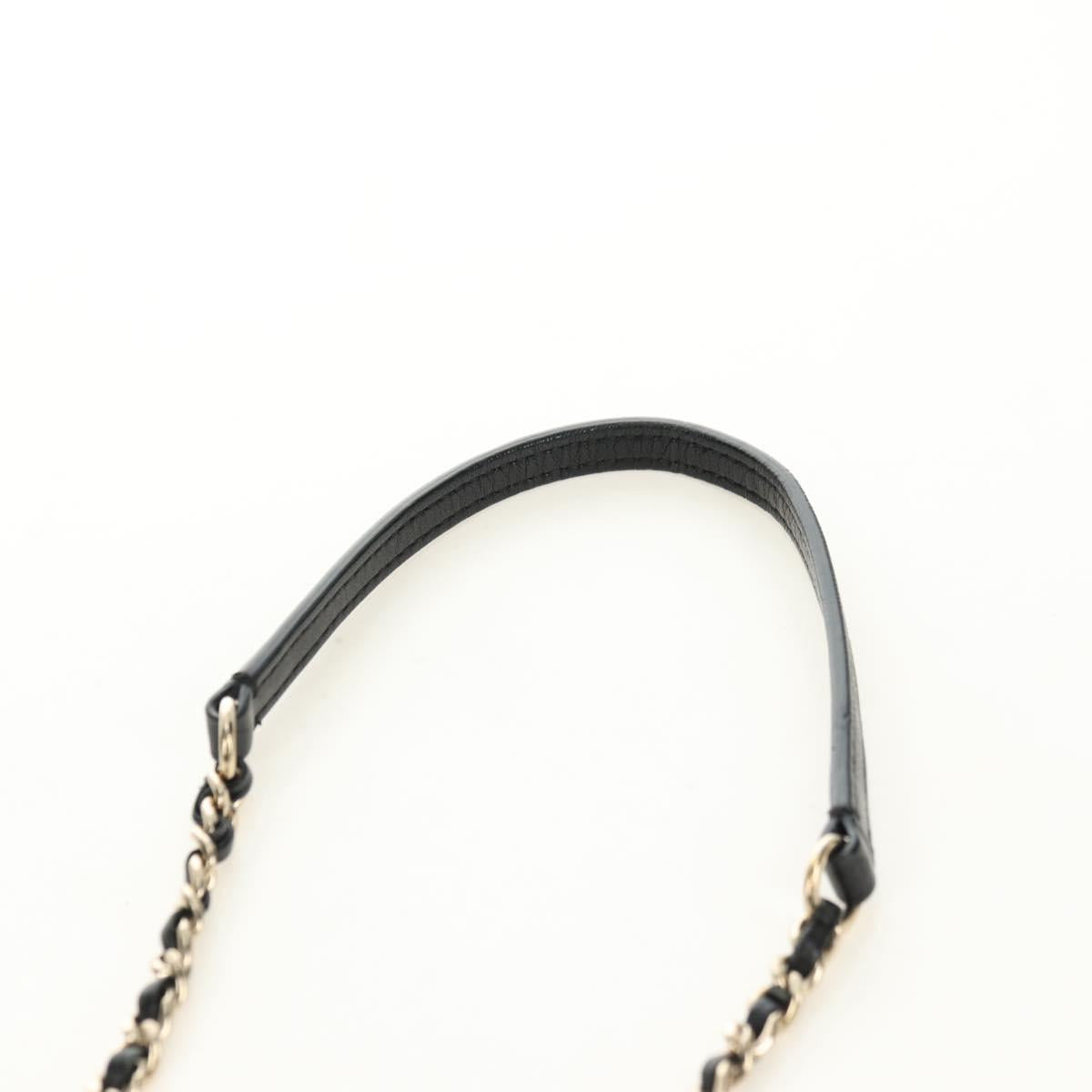 CHANEL Matelasse Pearl Chain Shoulder Bag Lamb Skin Black Gold CC Auth ka4643M