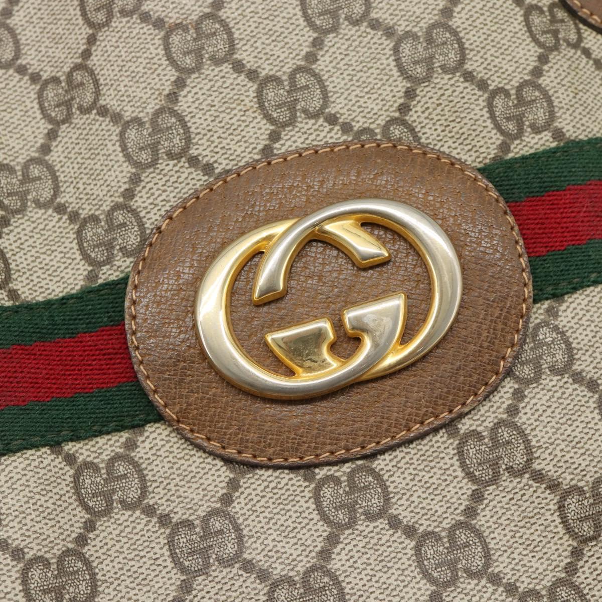 GUCCI GG Supreme Web Sherry Line Bag PVC Brown Gold 002 904 0131 Auth ka4645