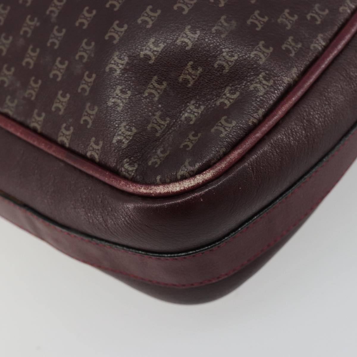 CELINE Shoulder Bag Leather Bordeaux Gold Auth ka4652