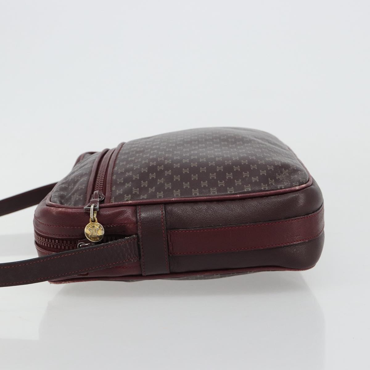 CELINE Shoulder Bag Leather Bordeaux Gold Auth ka4652