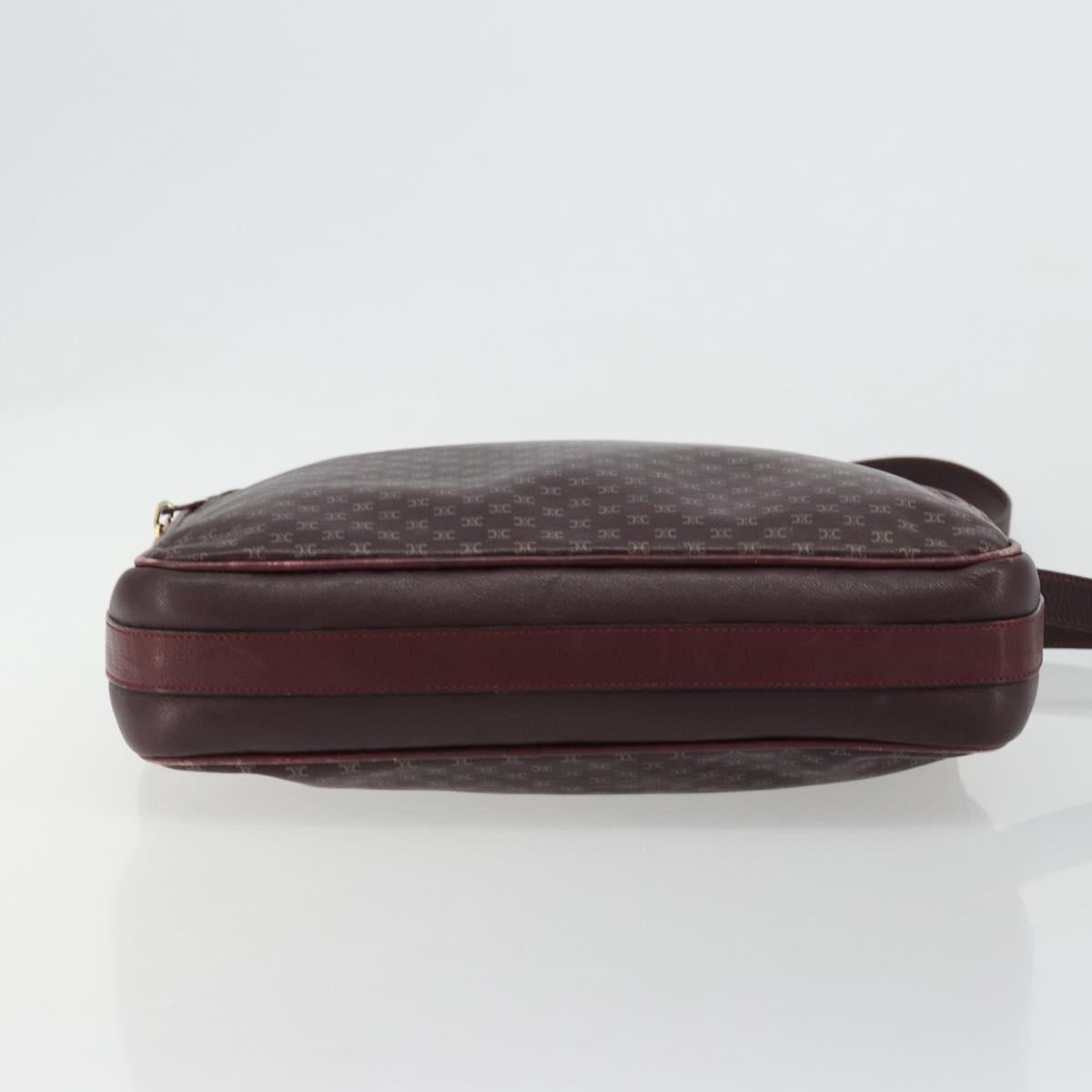 CELINE Shoulder Bag Leather Bordeaux Gold Auth ka4652