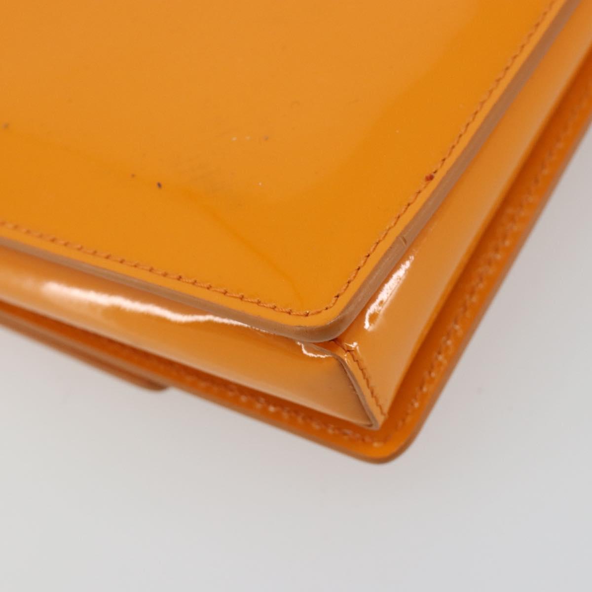 Salvatore Ferragamo Vala Shoulder Bag Patent leather Orange Gold Auth ka4654A