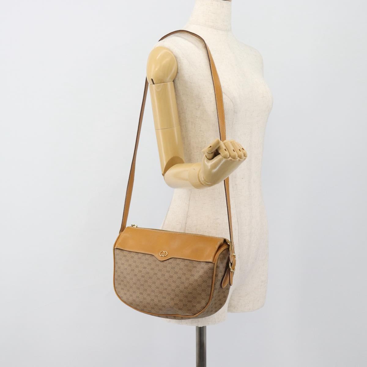 GUCCI Micro GG Supreme Web Sherry Line Bag PVC Beige 001 084 4001 Auth ka4655