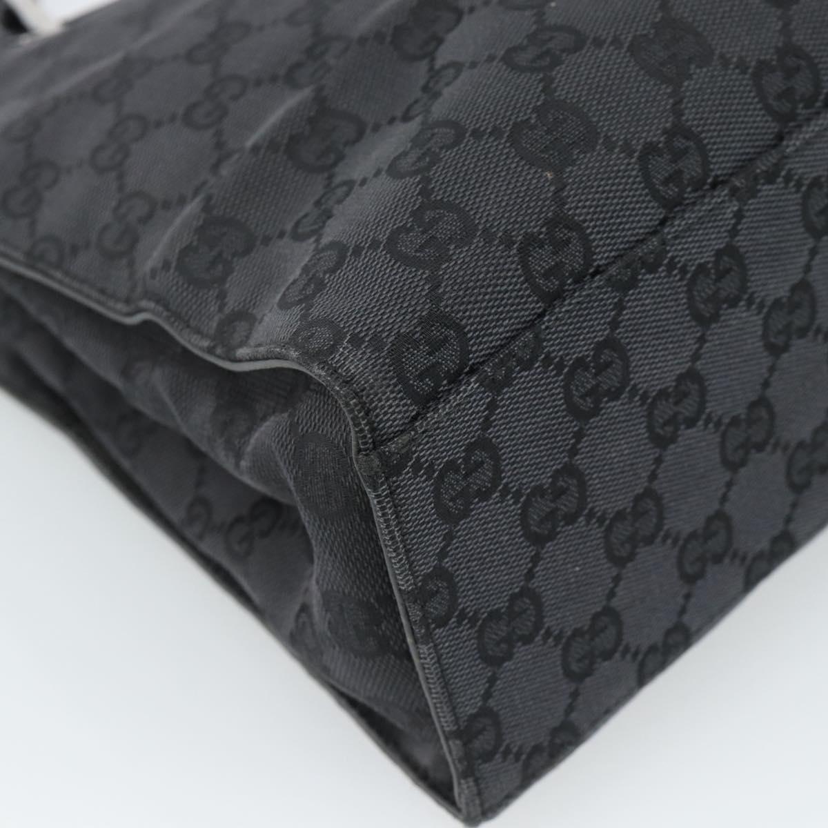 GUCCI GG Canvas Bamboo Hand Bag Black Silver 002 1016 Auth ka4657