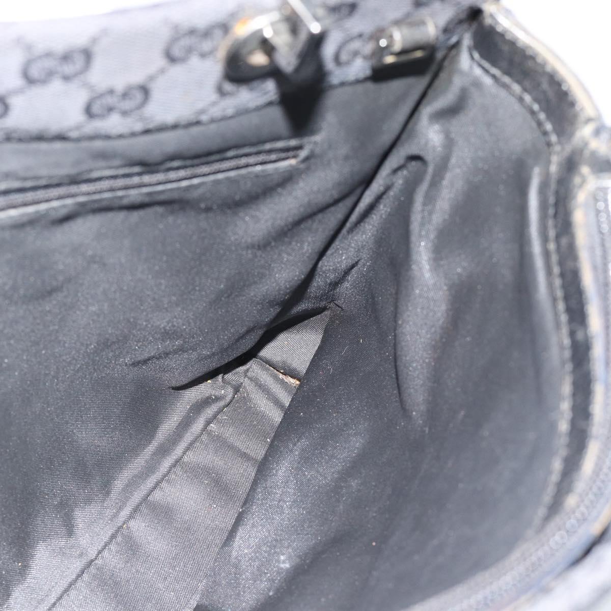 GUCCI GG Canvas Bamboo Hand Bag Black Silver 002 1016 Auth ka4657