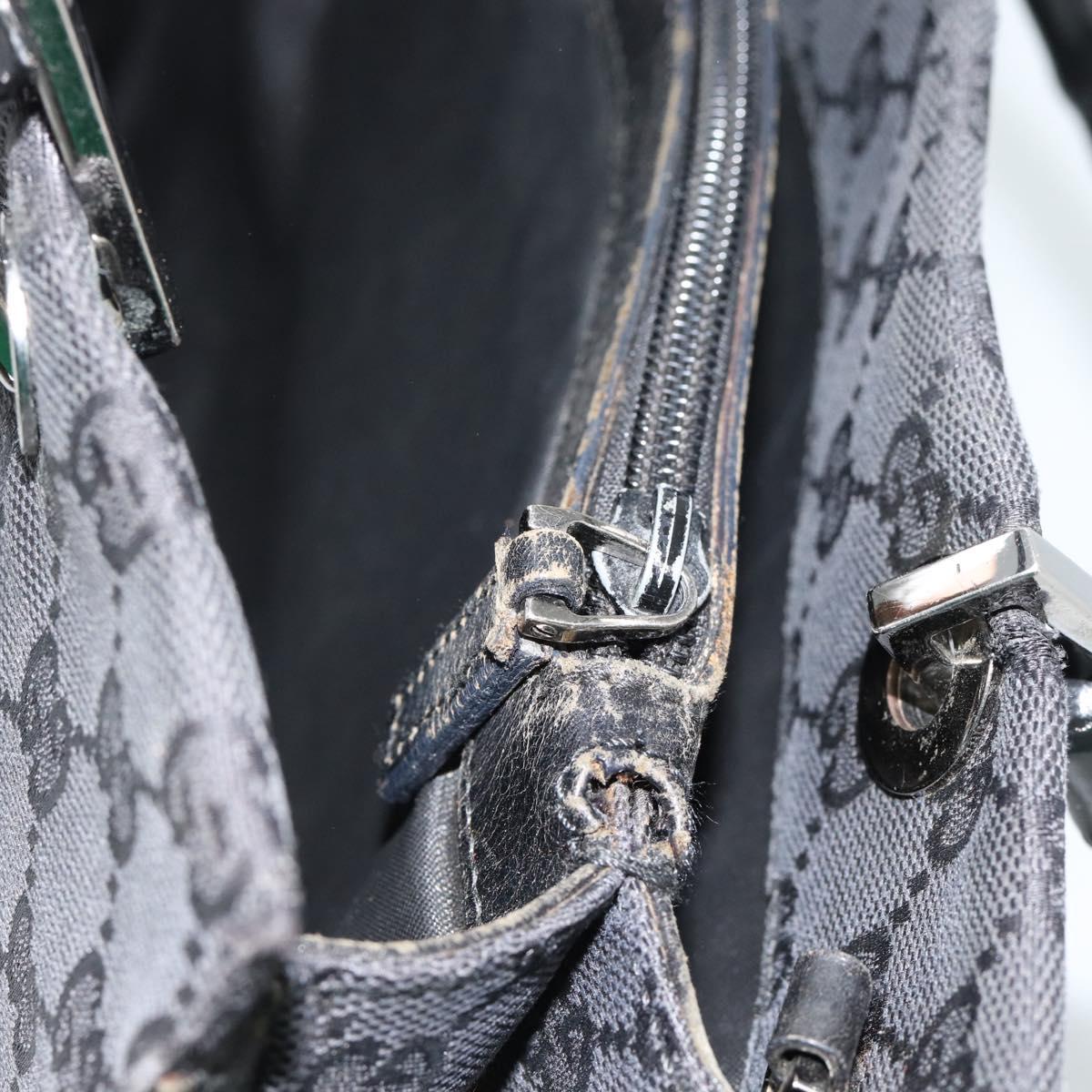 GUCCI GG Canvas Bamboo Hand Bag Black Silver 002 1016 Auth ka4657