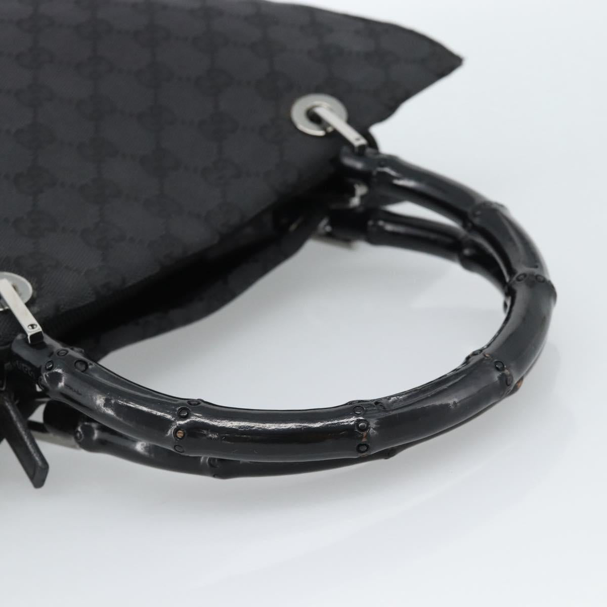 GUCCI GG Canvas Bamboo Hand Bag Black Silver 002 1016 Auth ka4657