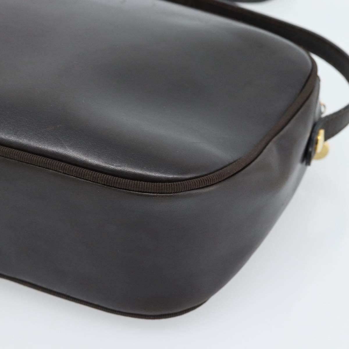 Salvatore Ferragamo Vala Shoulder Bag Leather Brown Gold Auth ka4659