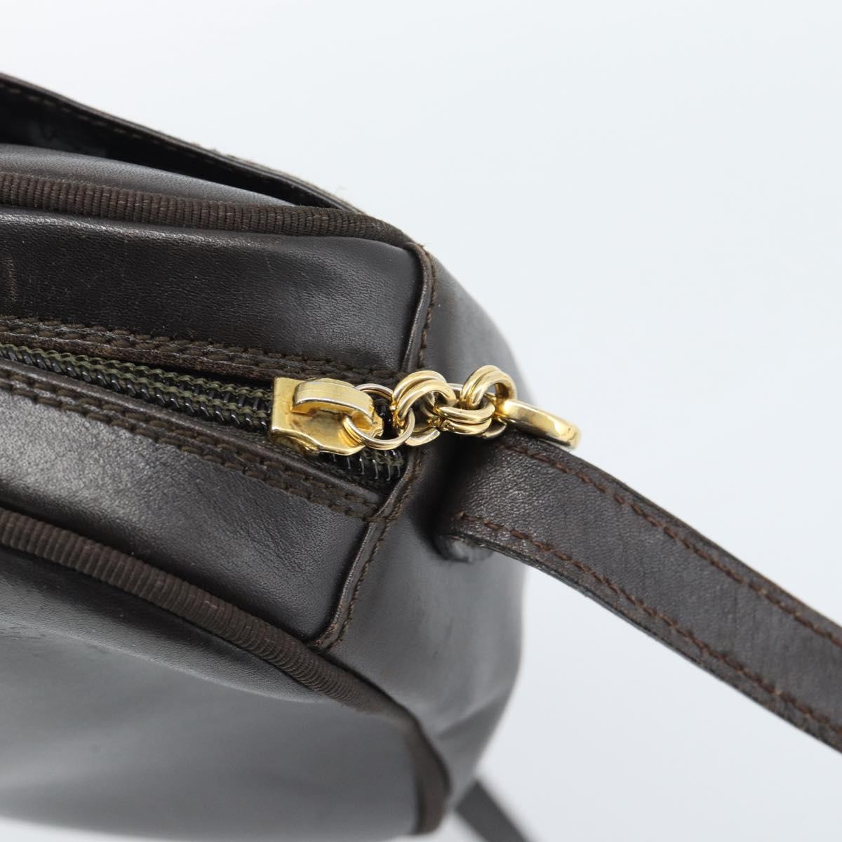 Salvatore Ferragamo Vala Shoulder Bag Leather Brown Gold Auth ka4659