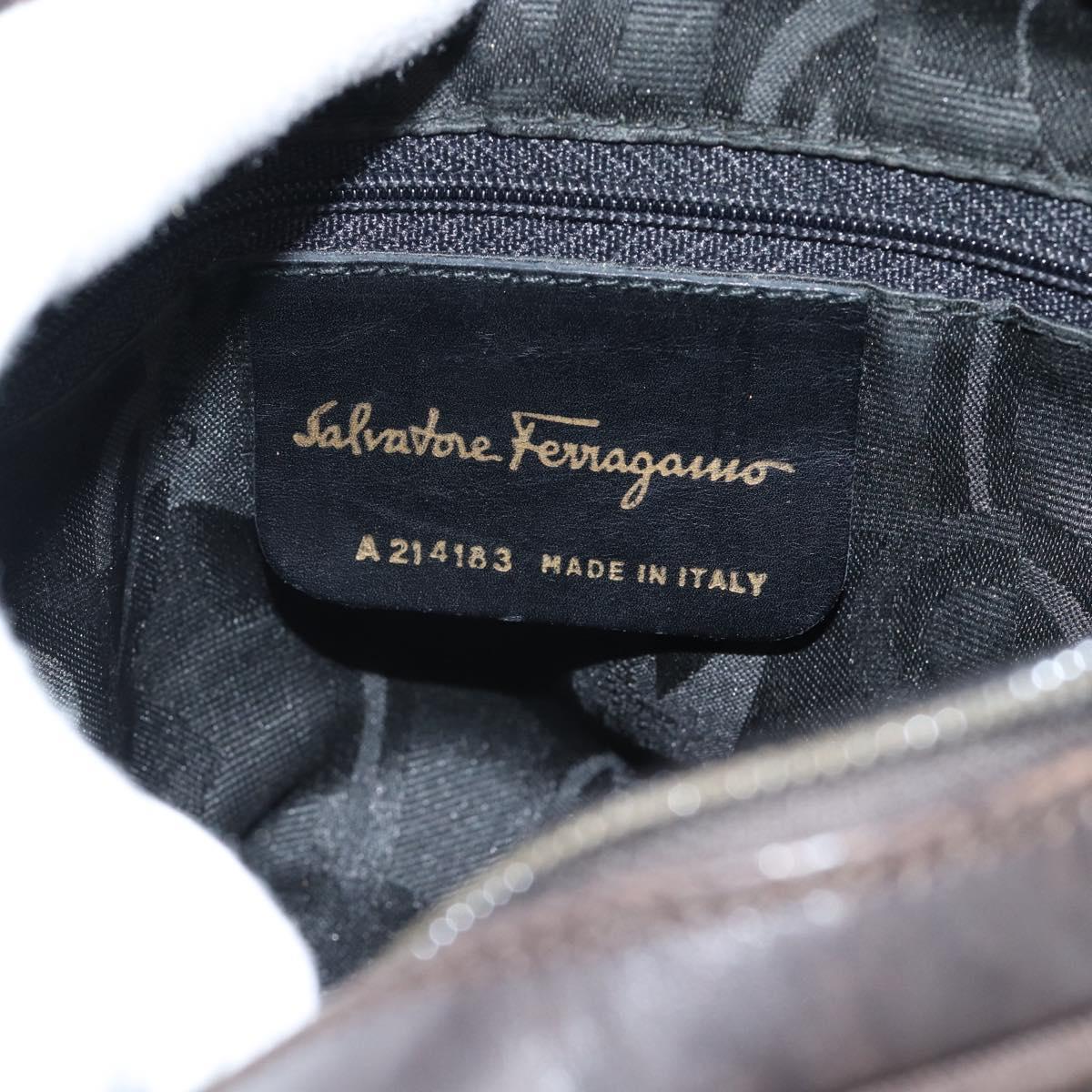 Salvatore Ferragamo Vala Shoulder Bag Leather Brown Gold Auth ka4659