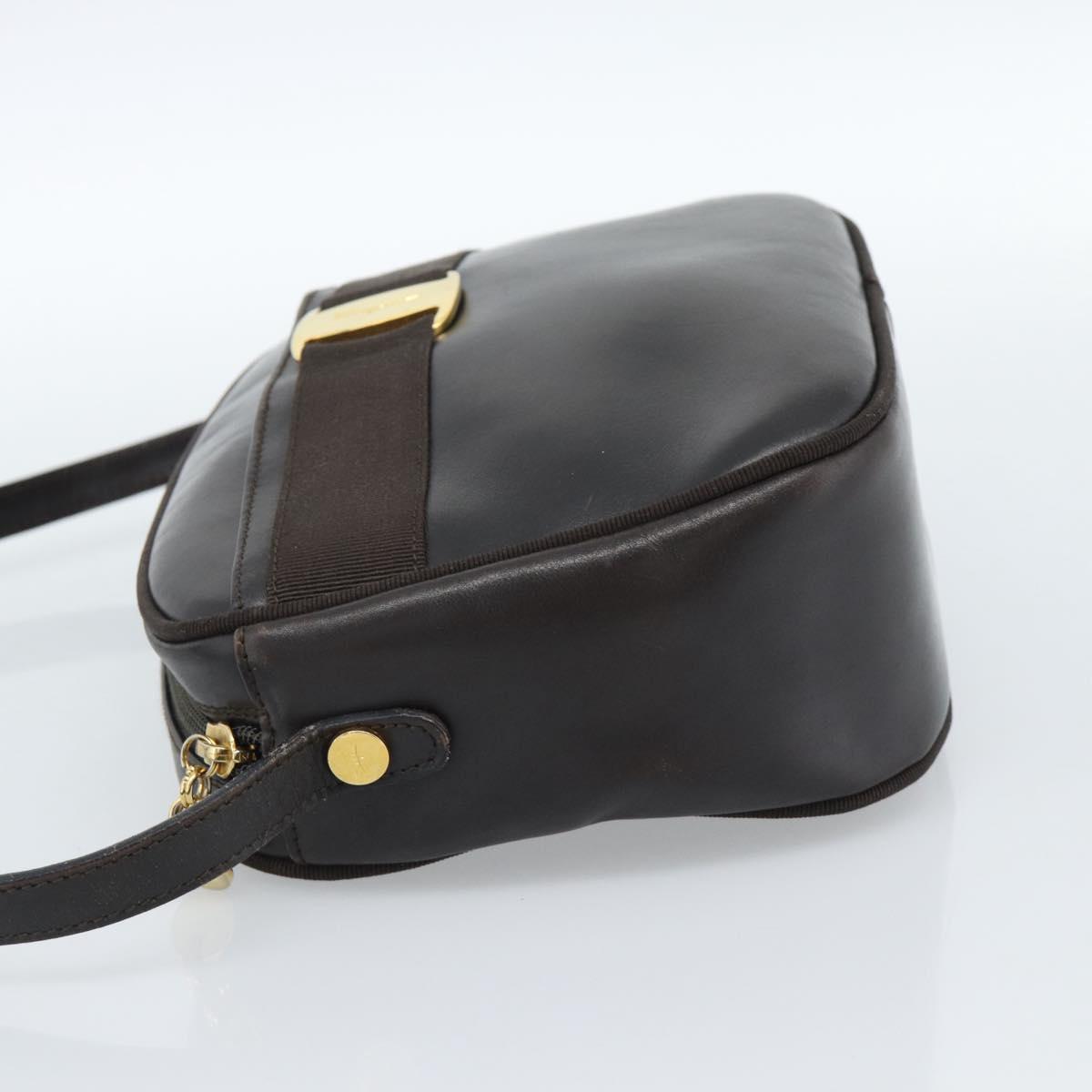 Salvatore Ferragamo Vala Shoulder Bag Leather Brown Gold Auth ka4659