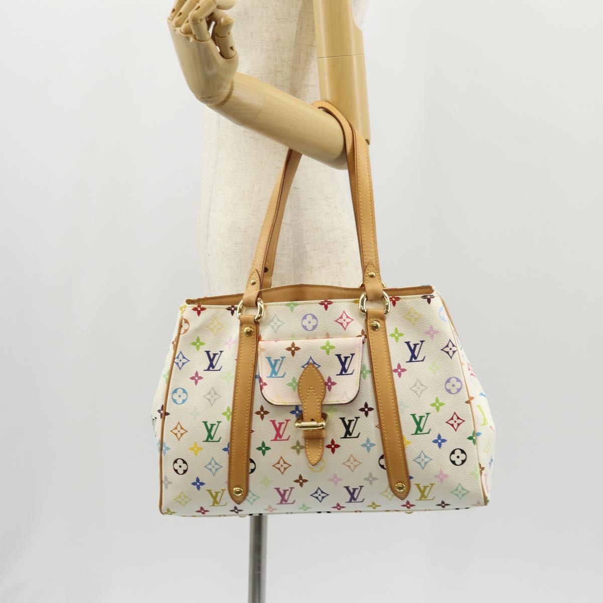 LOUIS VUITTON Monogram Multicolor Aurelia MM Tote Bag White M40094 Auth ka465V