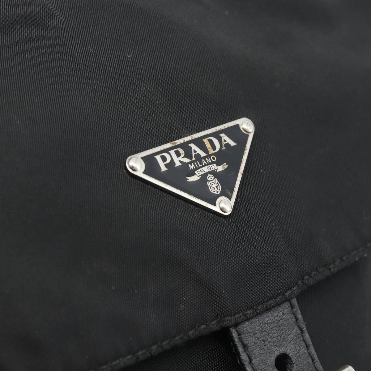 PRADA Shoulder Bag Nylon Black Silver Auth ka4660A