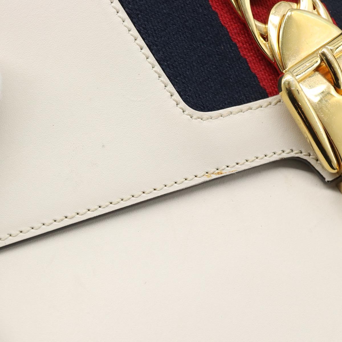 GUCCI Silvi Sherry Line Bag Leather 2way Red Gold Navy 421882 Auth ka4661M