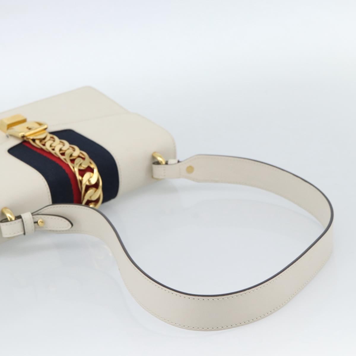 GUCCI Silvi Sherry Line Bag Leather 2way Red Gold Navy 421882 Auth ka4661M