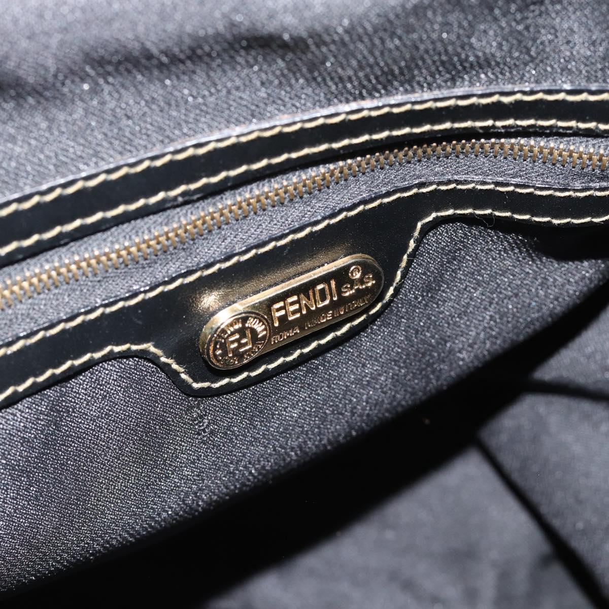 FENDI Pecan Canvas Backpack PVC Black Brown gold Auth ka4662