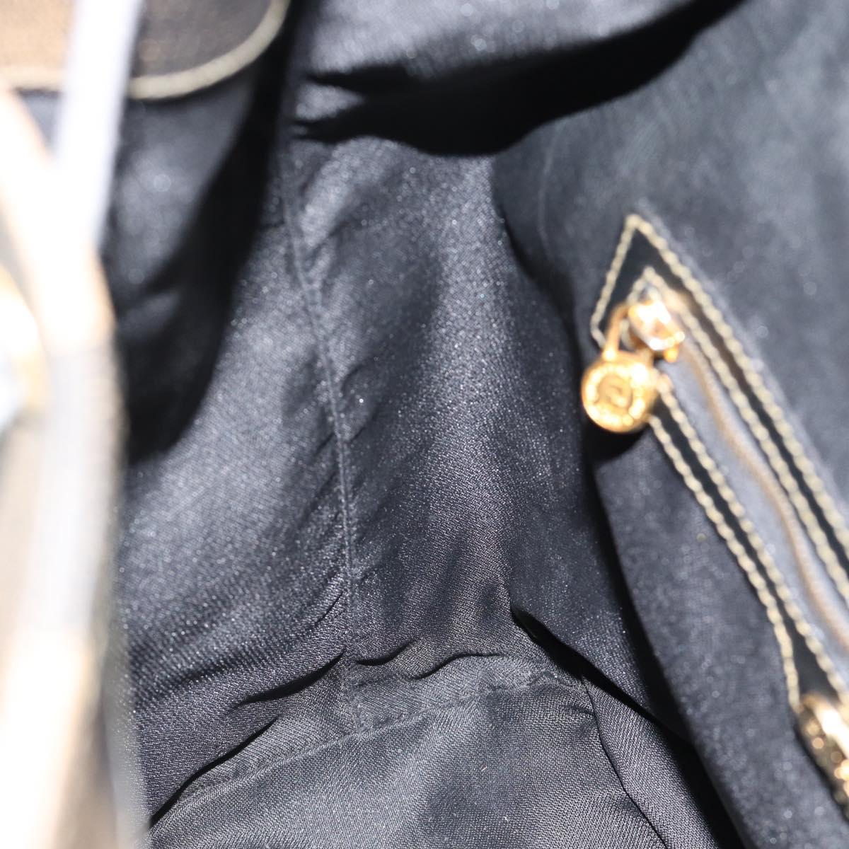 FENDI Pecan Canvas Backpack PVC Black Brown gold Auth ka4662