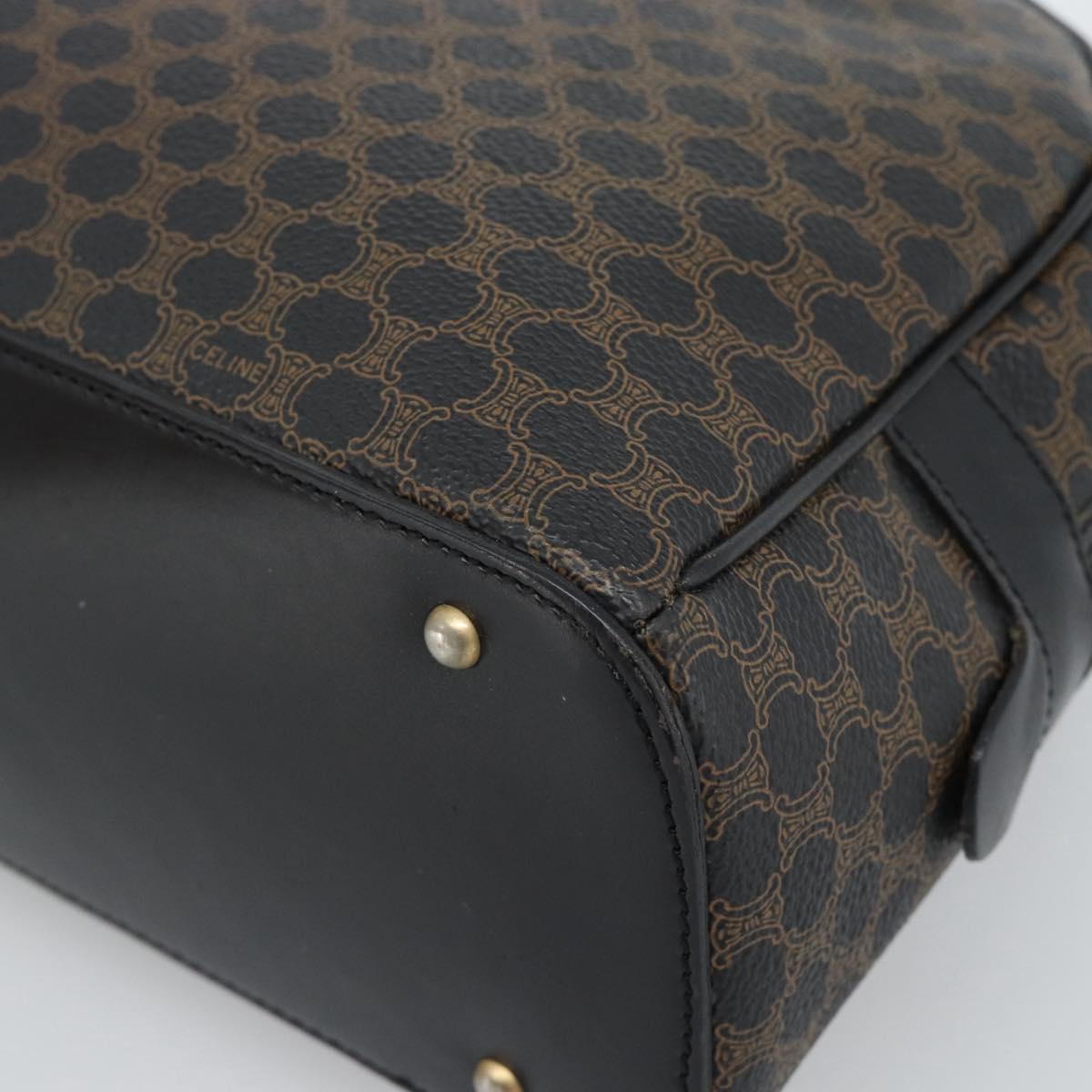 CELINE Macadam Canvas Hand Bag PVC Leather Black Gold Auth ka4663A