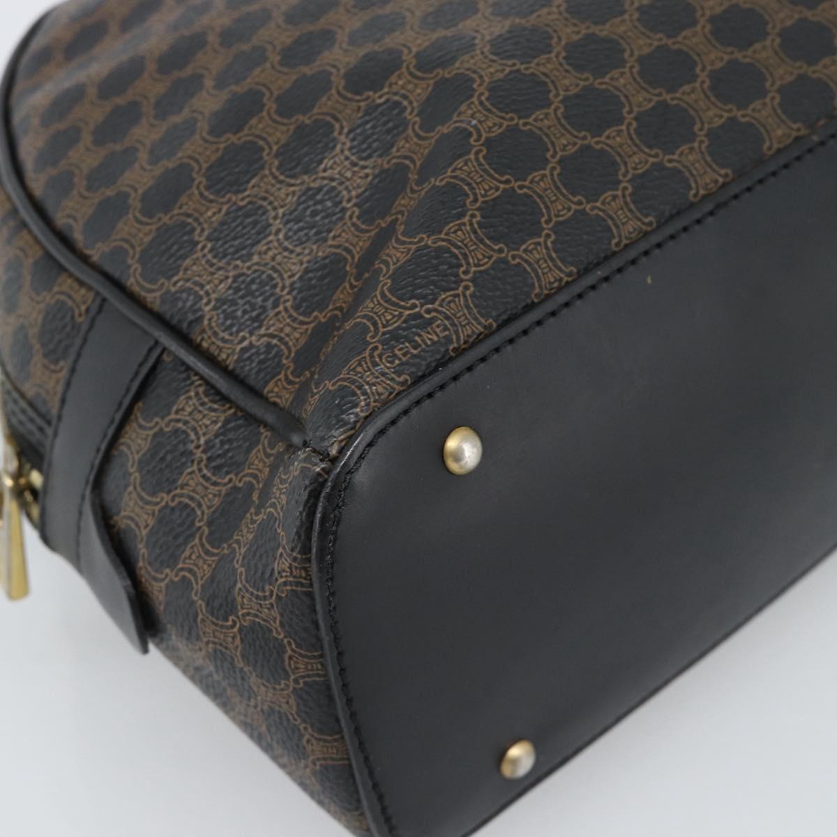 CELINE Macadam Canvas Hand Bag PVC Leather Black Gold Auth ka4663A
