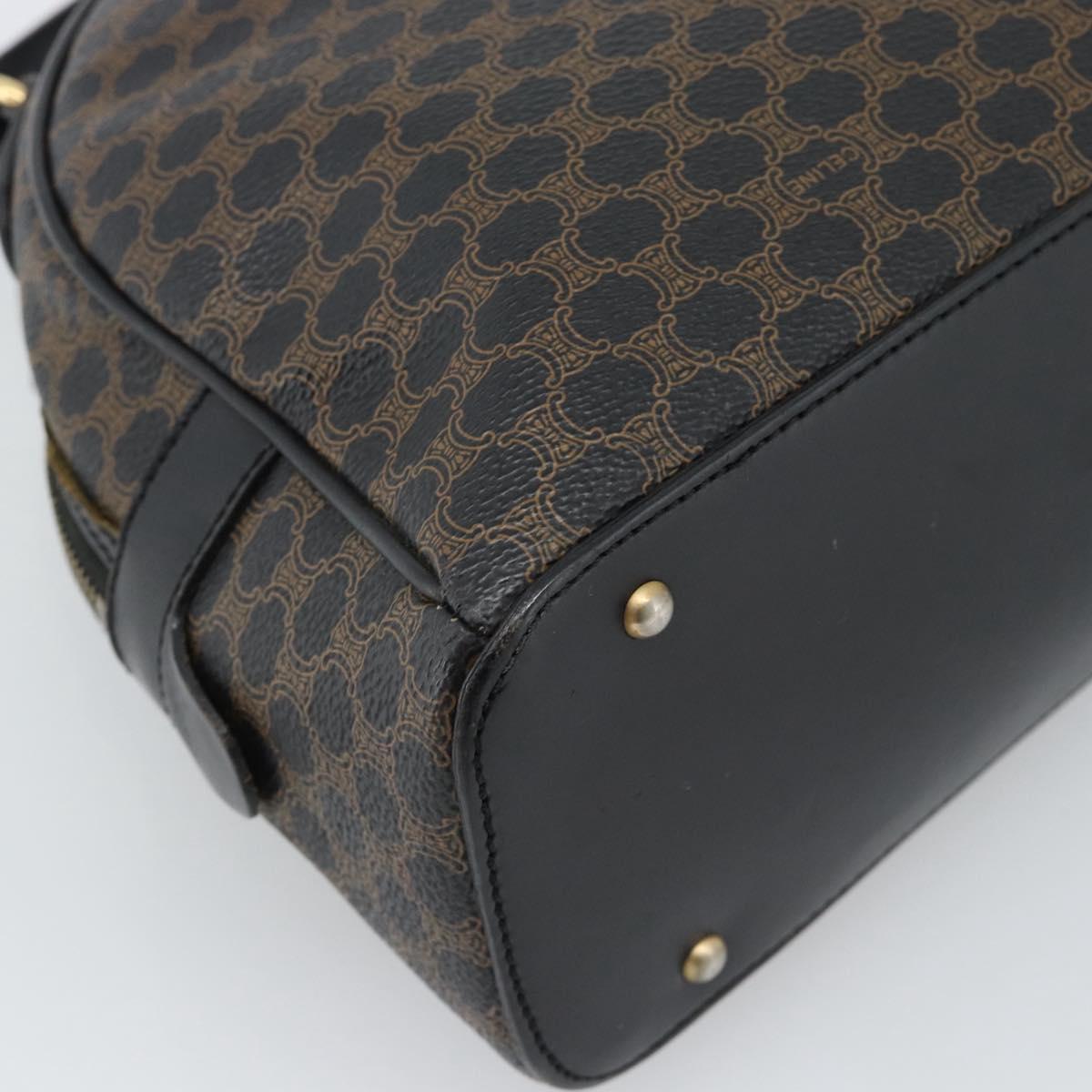 CELINE Macadam Canvas Hand Bag PVC Leather Black Gold Auth ka4663A