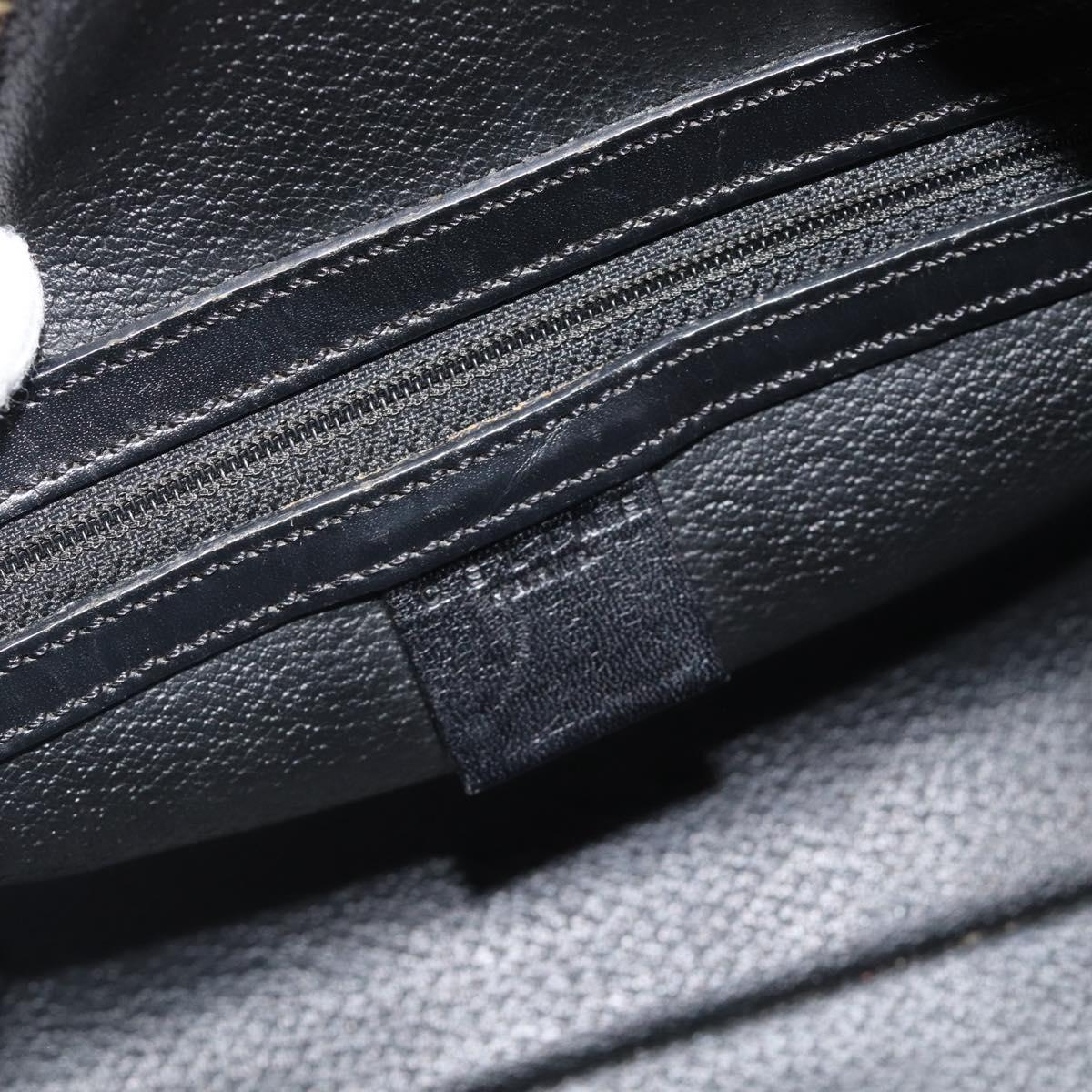 CELINE Macadam Canvas Hand Bag PVC Leather Black Gold Auth ka4663A