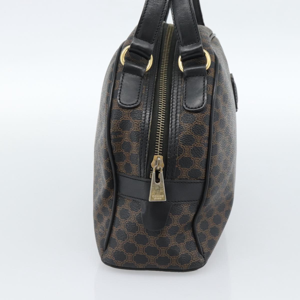 CELINE Macadam Canvas Hand Bag PVC Leather Black Gold Auth ka4663A