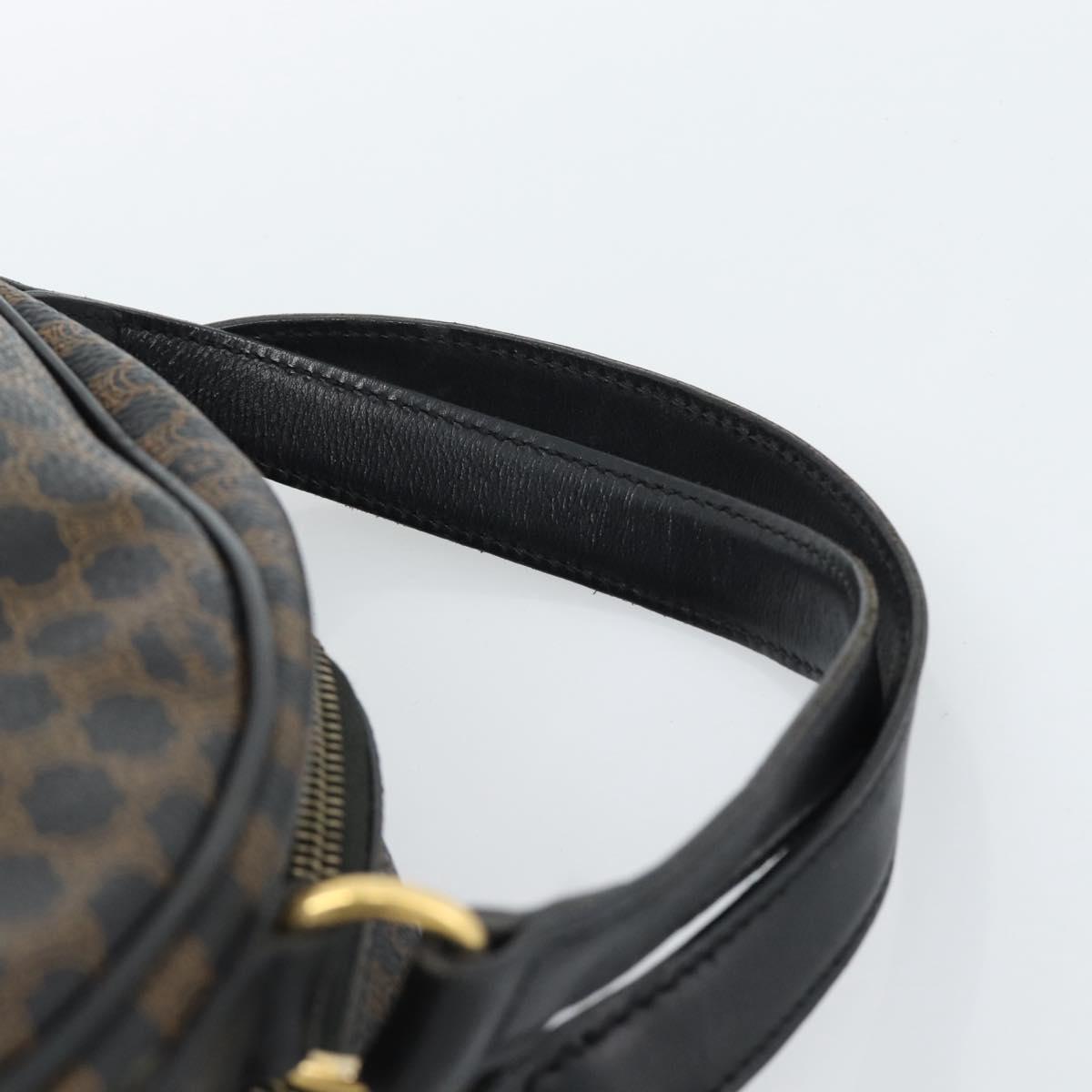 CELINE Macadam Canvas Hand Bag PVC Leather Black Gold Auth ka4663A