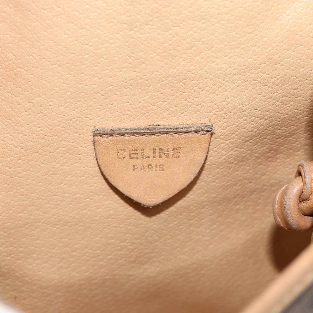 CELINE Macadam Canvas Shoulder Bag PVC Leather Brown Gold Auth ka4664