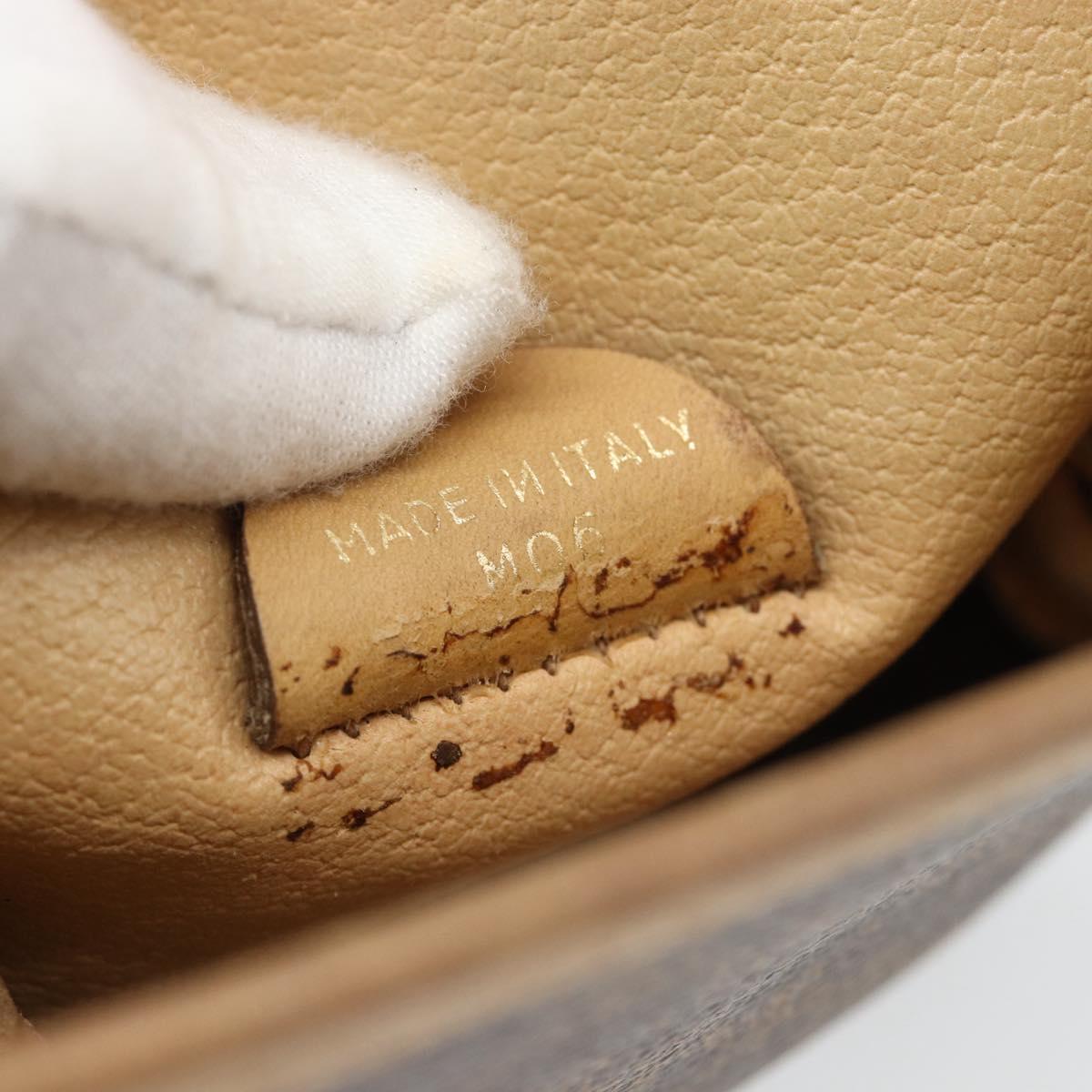CELINE Macadam Canvas Shoulder Bag PVC Leather Brown Gold Auth ka4664