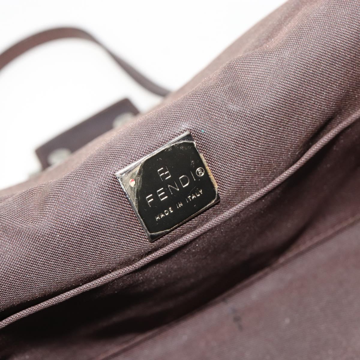 FENDI Zucca Canvas Hand Bag Brown Black Silver Auth ka4667A