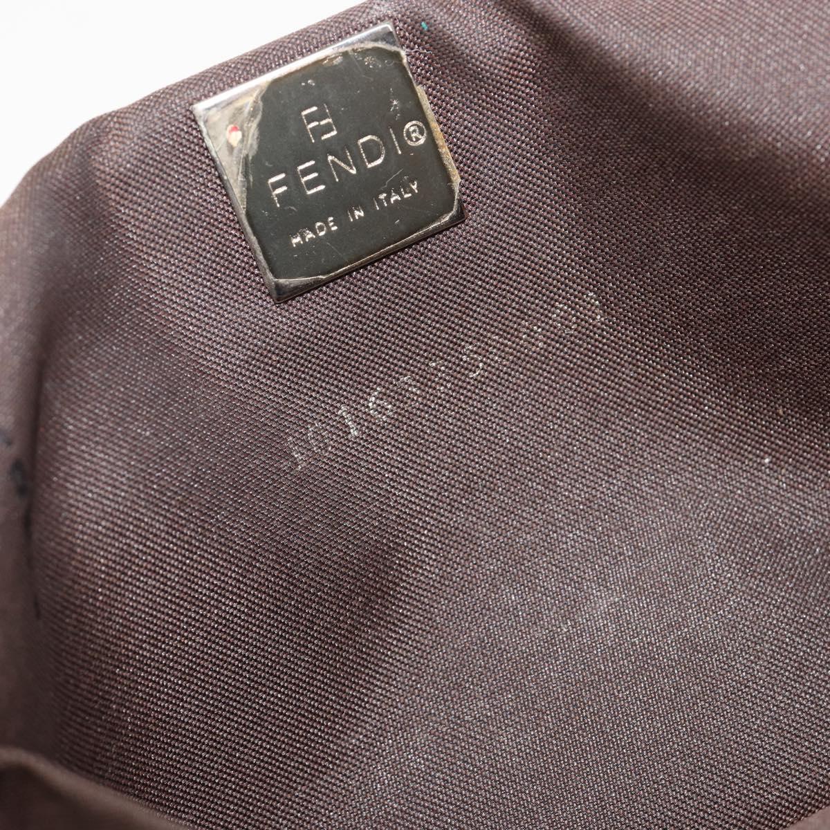 FENDI Zucca Canvas Hand Bag Brown Black Silver Auth ka4667A