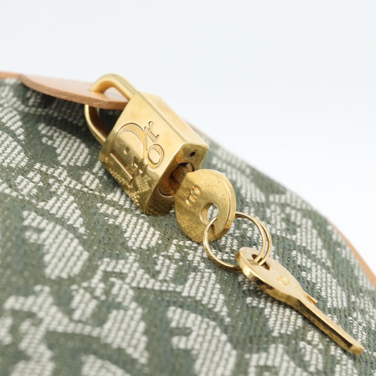 Christian Dior Trotter Canvas Hand Bag Green Gold Auth ka4669V
