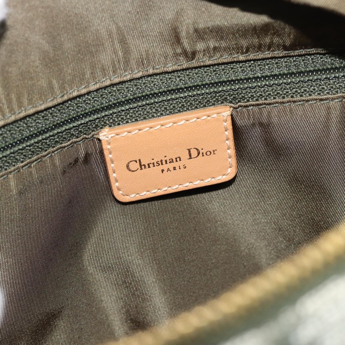 Christian Dior Trotter Canvas Hand Bag Green Gold Auth ka4669V
