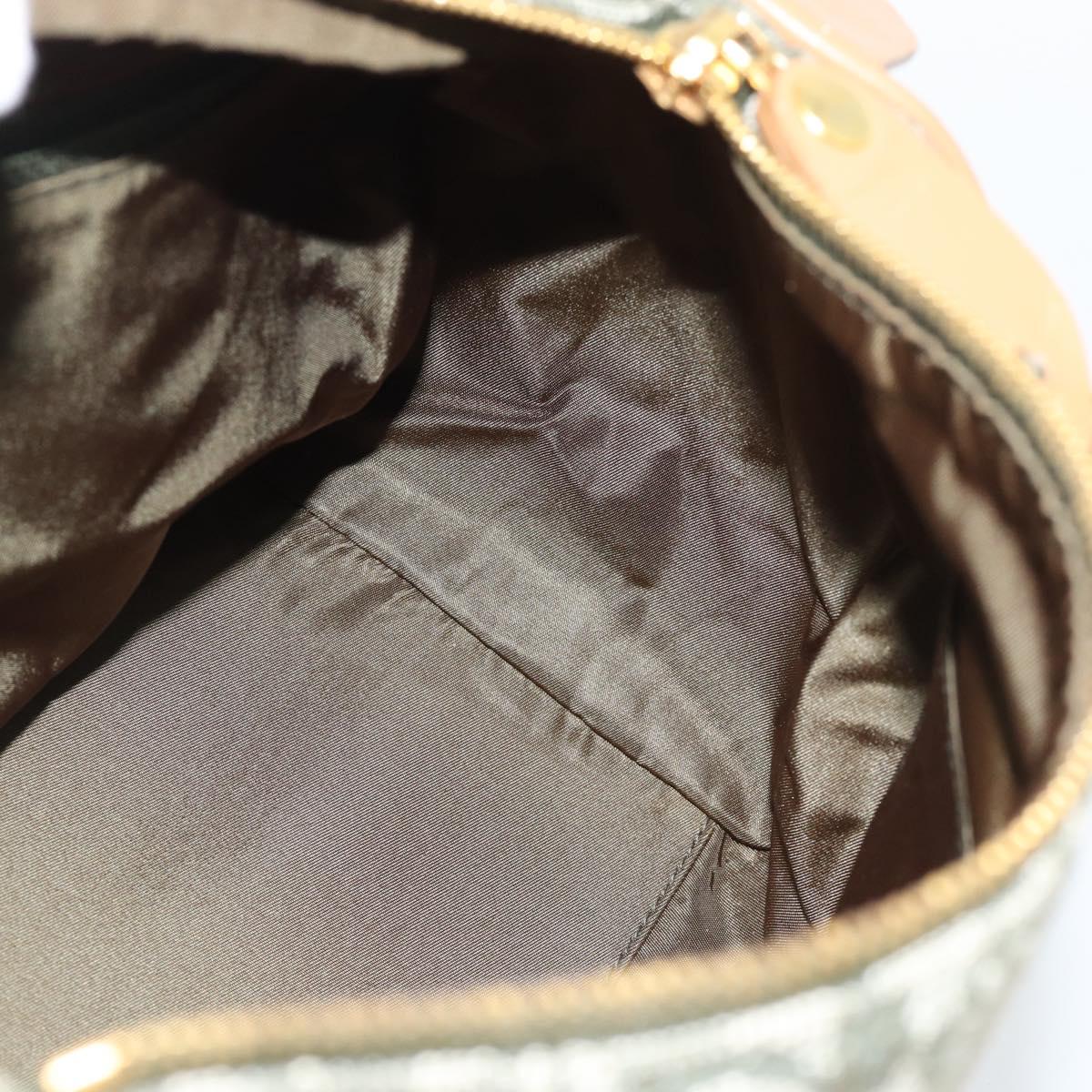 Christian Dior Trotter Canvas Hand Bag Green Gold Auth ka4669V