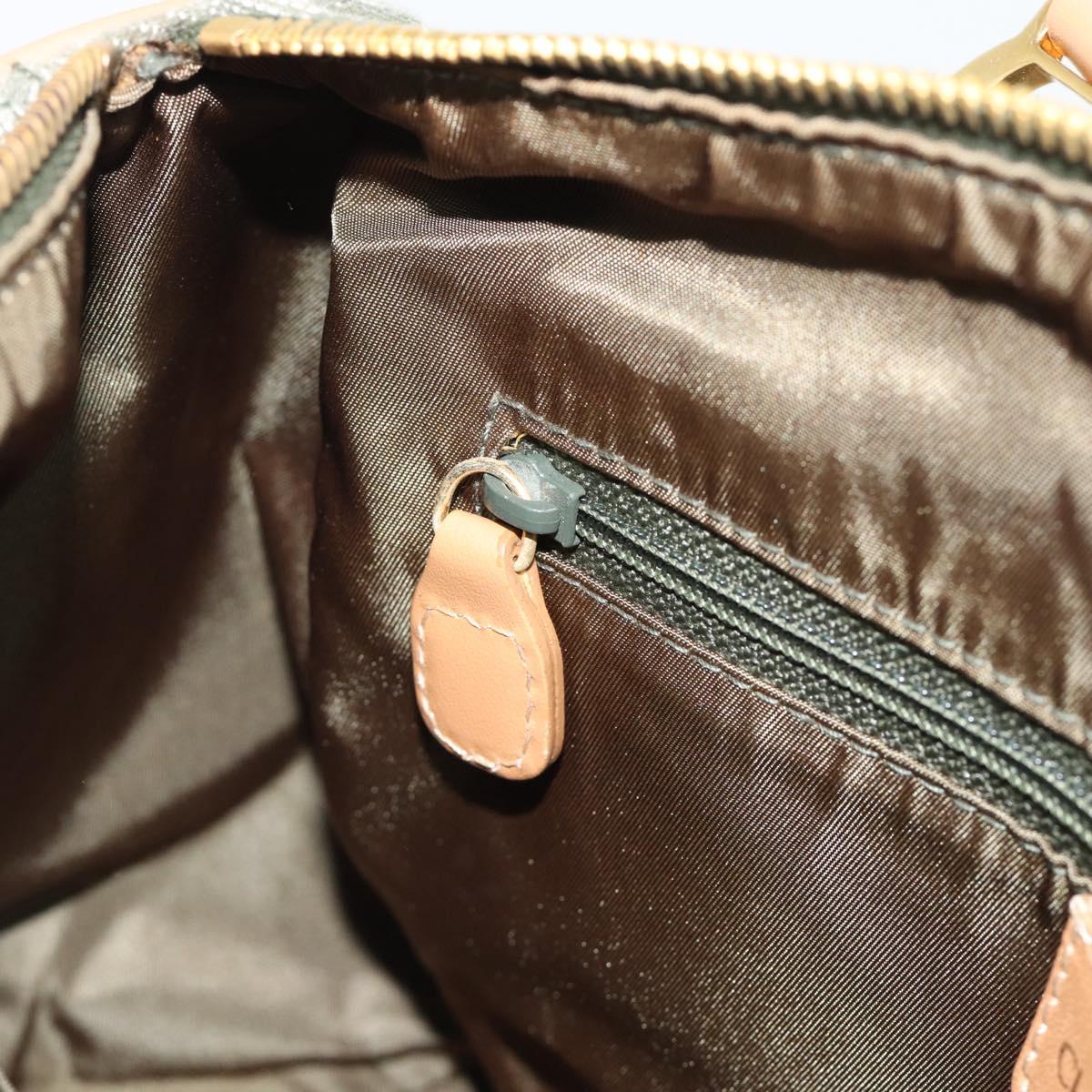 Christian Dior Trotter Canvas Hand Bag Green Gold Auth ka4669V