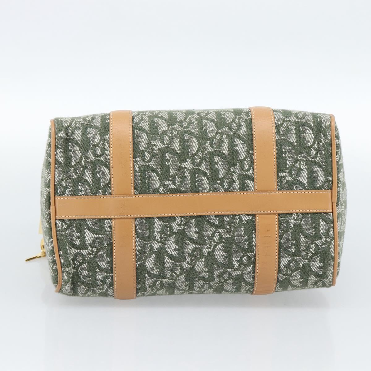Christian Dior Trotter Canvas Hand Bag Green Gold Auth ka4669V
