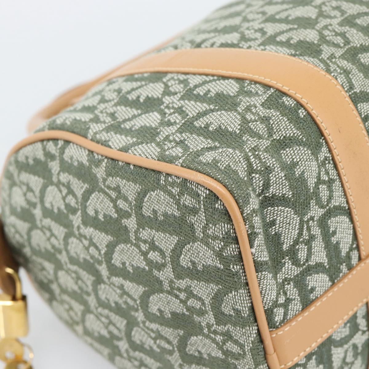 Christian Dior Trotter Canvas Hand Bag Green Gold Auth ka4669V