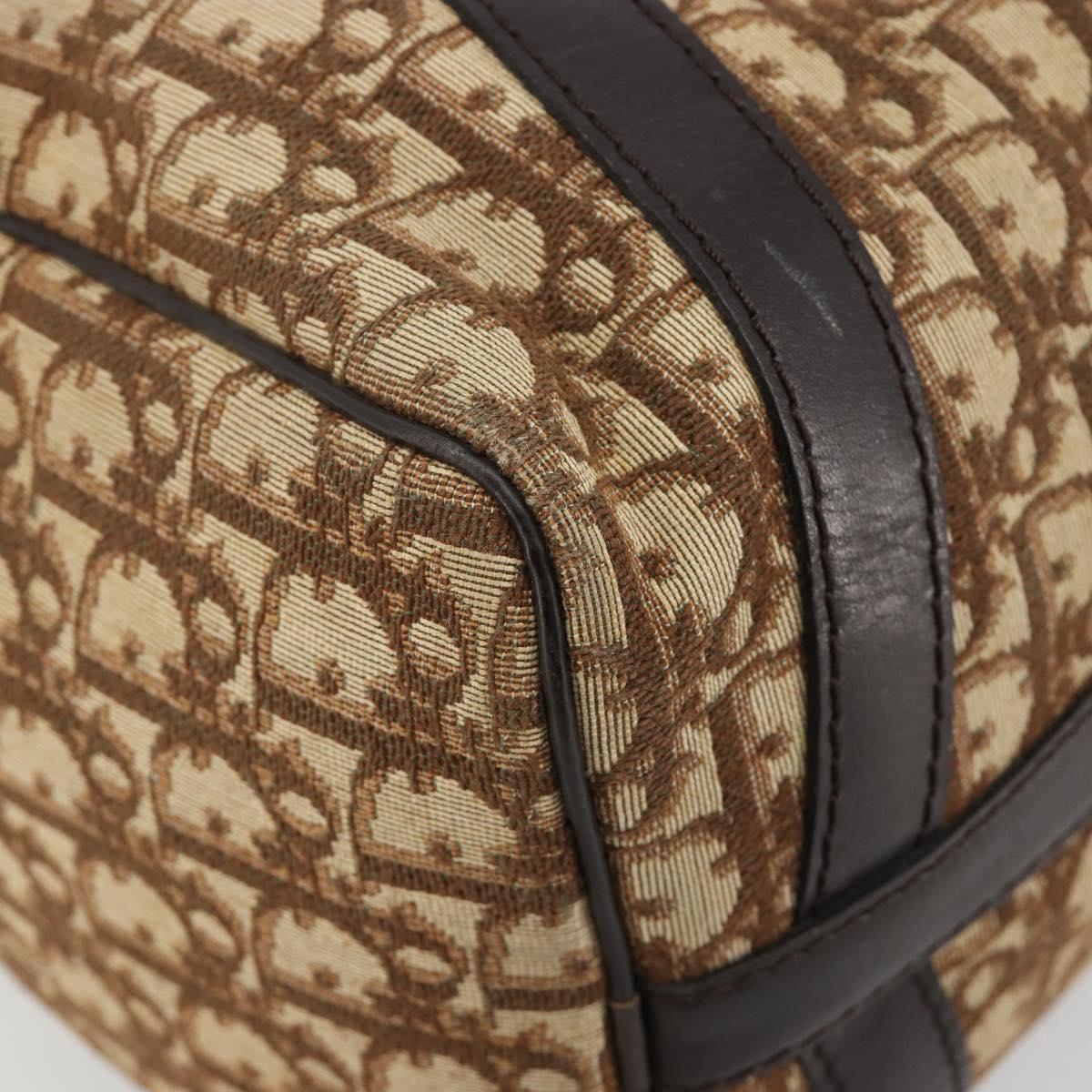 Christian Dior Trotter Canvas Hand Bag Brown Gold Auth ka4670