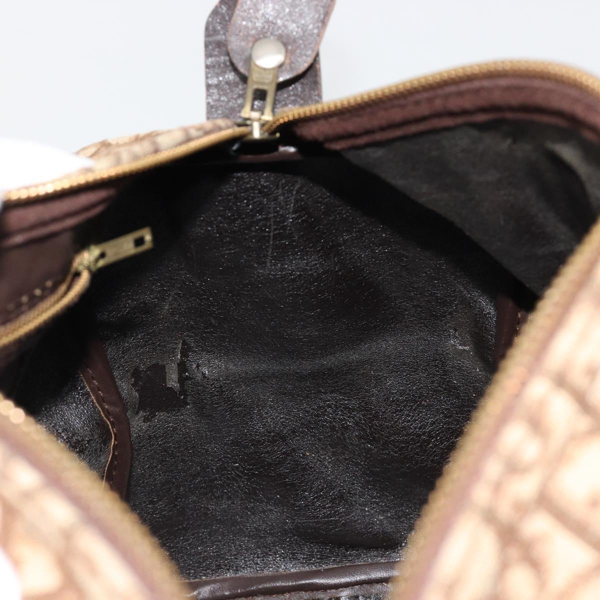 Christian Dior Trotter Canvas Hand Bag Brown Gold Auth ka4670