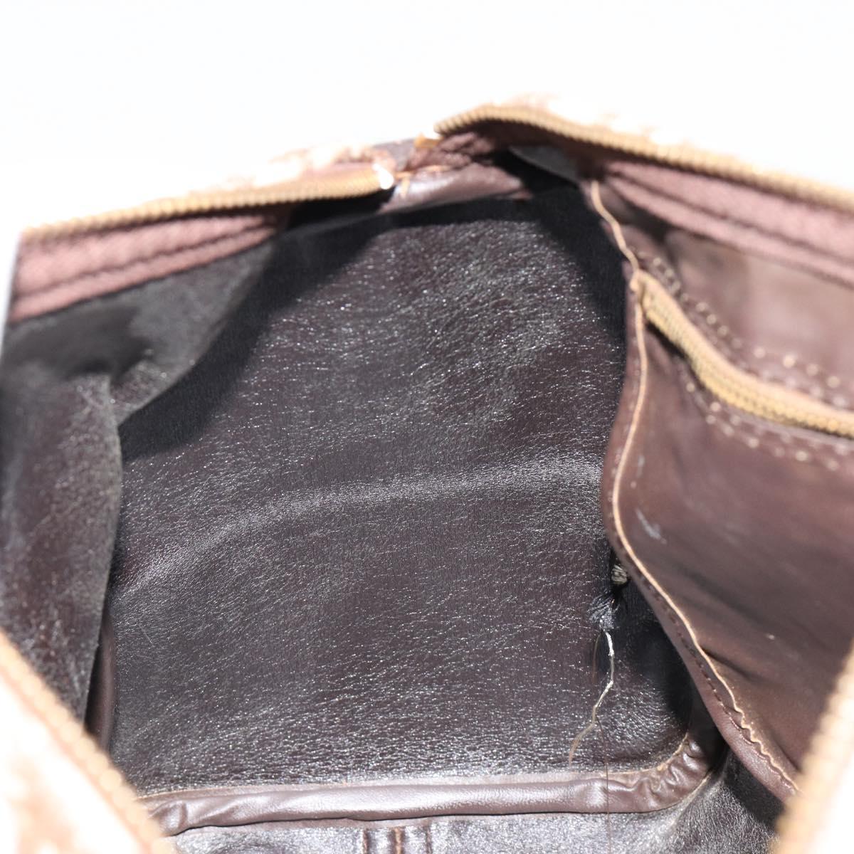 Christian Dior Trotter Canvas Hand Bag Brown Gold Auth ka4670