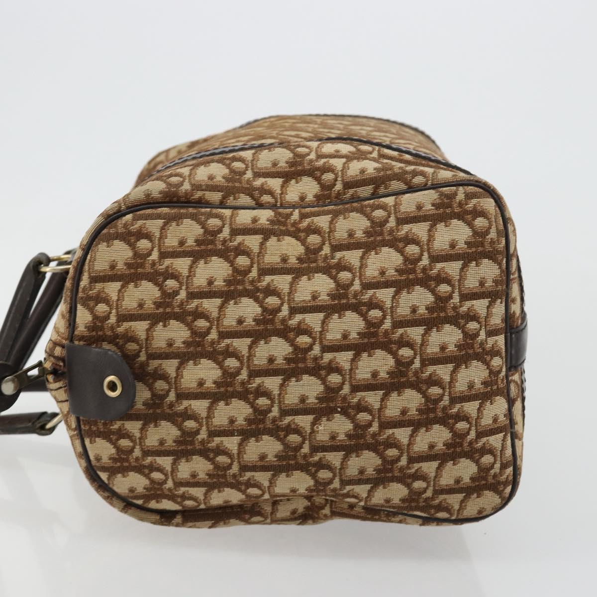 Christian Dior Trotter Canvas Hand Bag Brown Gold Auth ka4670