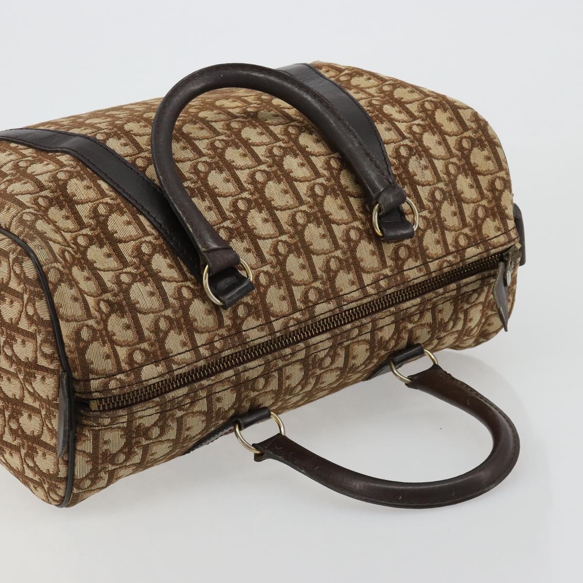 Christian Dior Trotter Canvas Hand Bag Brown Gold Auth ka4670