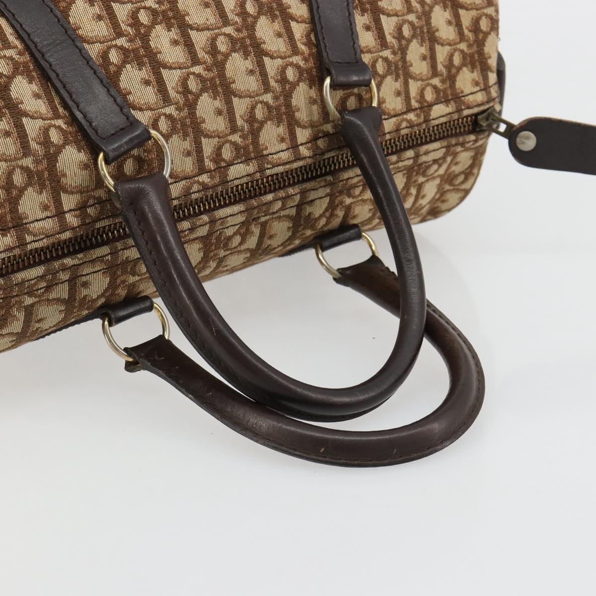 Christian Dior Trotter Canvas Hand Bag Brown Gold Auth ka4670