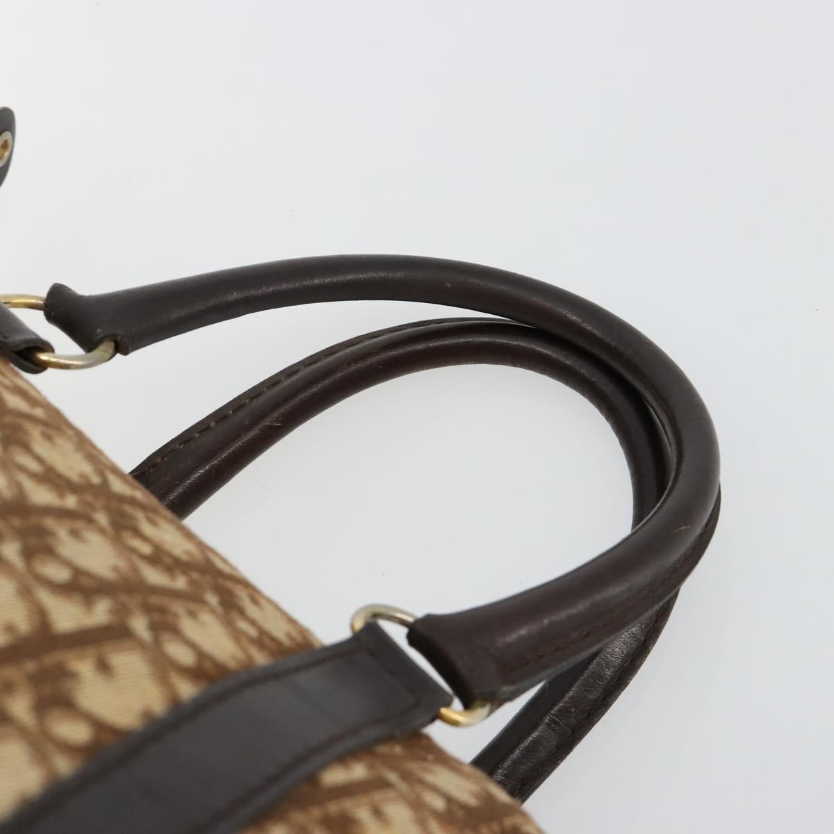 Christian Dior Trotter Canvas Hand Bag Brown Gold Auth ka4670