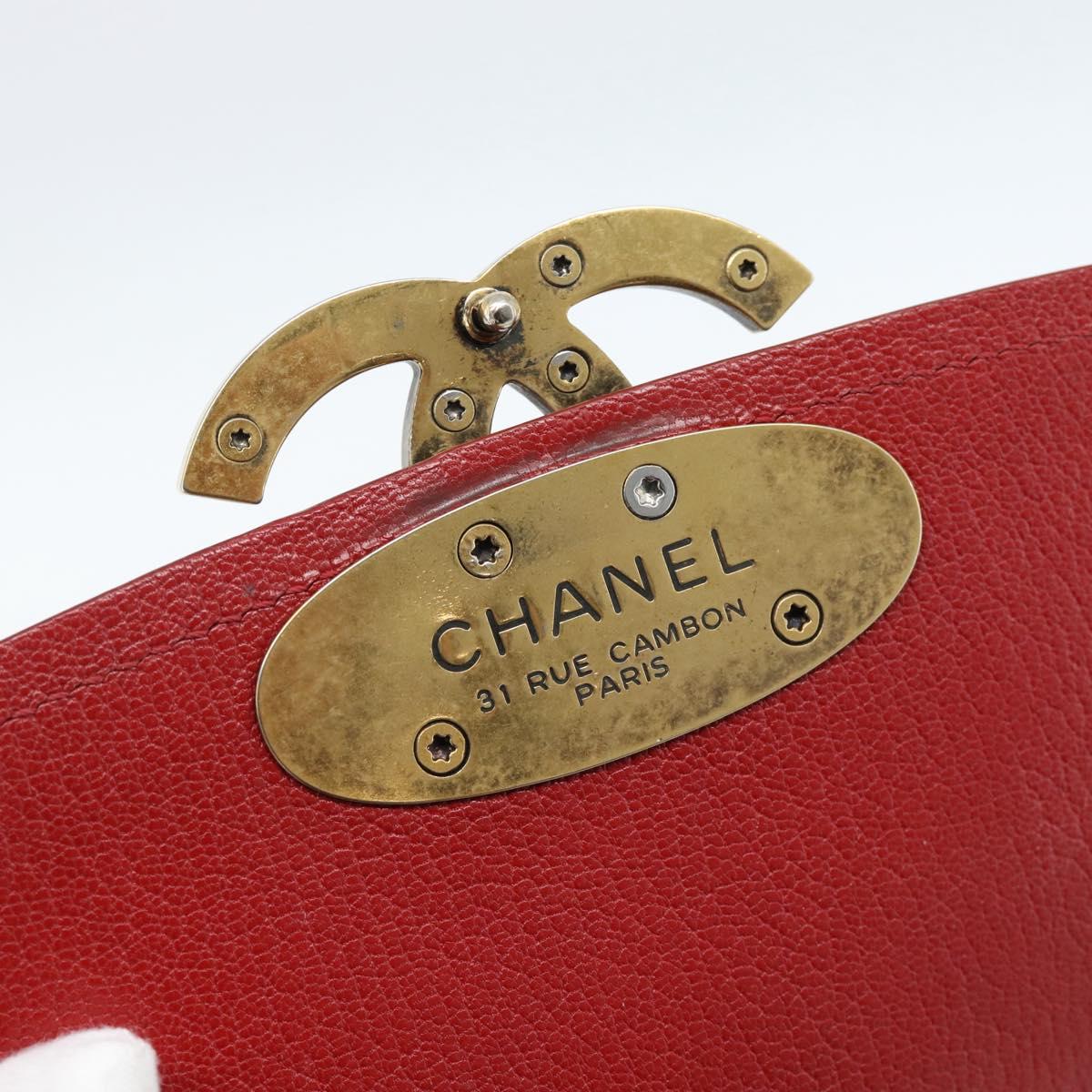 CHANEL Chain Shoulder Bag Calf Skin Red CC Auth ka4671M