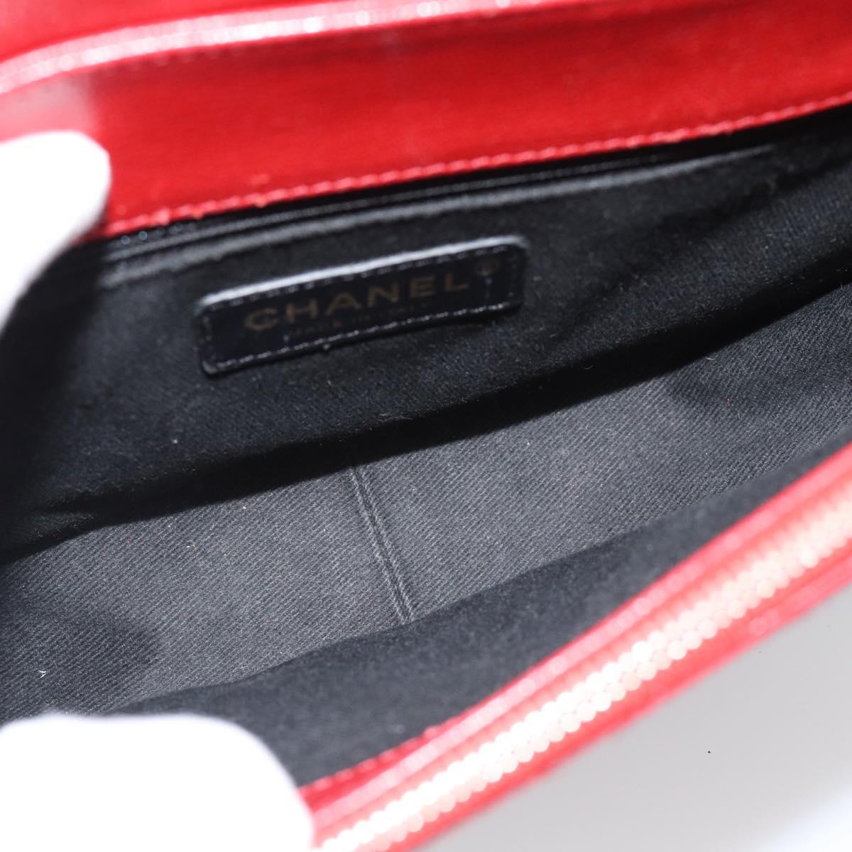 CHANEL Chain Shoulder Bag Calf Skin Red CC Auth ka4671M